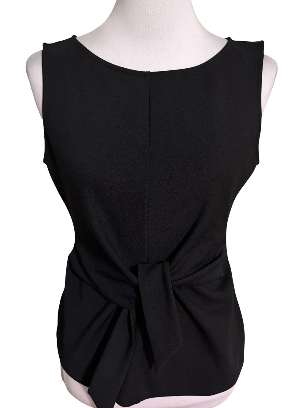 Ann Taylor Black Sleeveless Blouse Tie Back